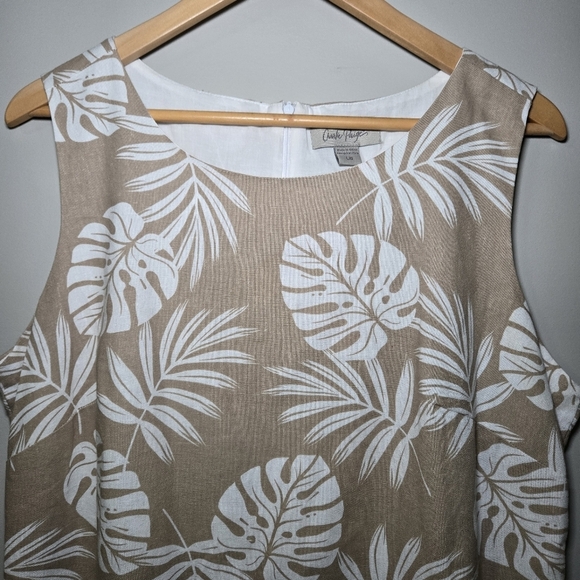 Charlie Paige Tropical Beige and White Sleeveless Womens Large Dress - Picture 3 of 9